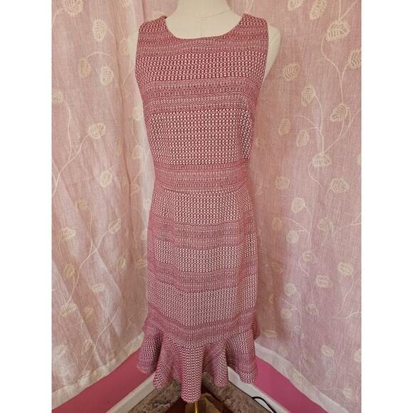 Banana Republic Sleeveless Jacquard Knit Cross Back Flounce Sheath Dress sz 6 - Picture 2 of 6